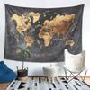 World Map 147 Gold Black Tapestry Decor Art Aesthetic Tapestries for Living Room Bedroom Home Wall Cloth Wall Hanging