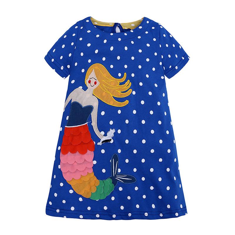 European Style Children's Summer Cotton Dresses - Girls' Short-Sleeved Printed Skirts for Small and Medium Kids.