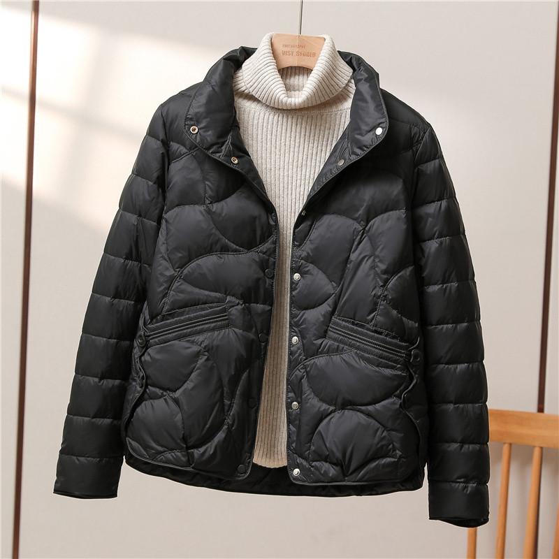 

Легкая куртка-пуховик женская короткая новая осенне-зимняя модная универсальная куртка с воротником-стойкой XL