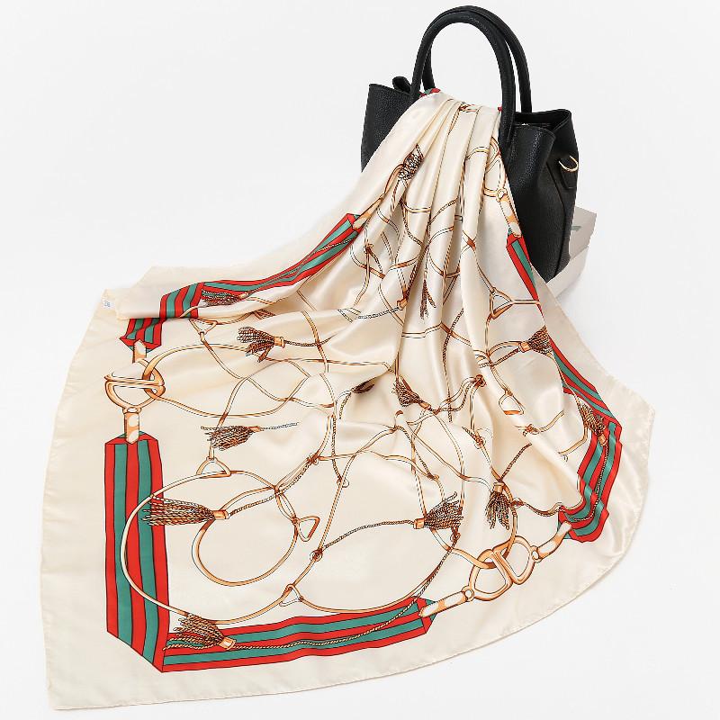 

Весна/літо Новий жіночий шовковий шарф 90 * 90 см імітований шовковий саржевий квадратний шарф Модний великий квадратний шарф з принтом Професійний шарф 90-90cm