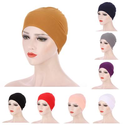 Women Solid Color Elastic Bandanna Turban Cap Head Scarf Cover Hat Headdress
