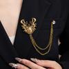 British Fringed Chain Brooch Trendy With Suit Collar Pin Christmas Pin Clothing With Antlers
