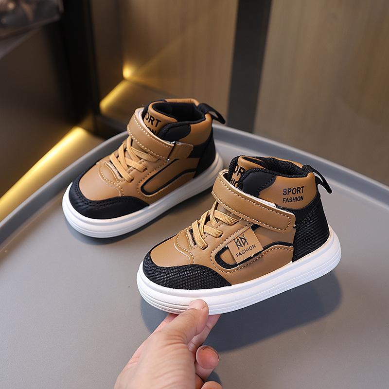 Toddler Boys High Top Sneakers Kids Velcro Casual Board Shoes Non Slip Lightweight Children Sport Walking Footwear