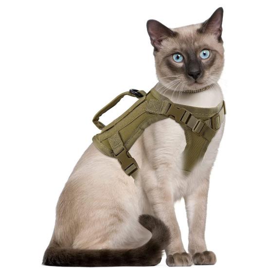 Tactical Cat Harness And Leash for Walking Escape Proof Adjustable Cat Vest with Rubber Handle And Patches for Cats Small Dogs