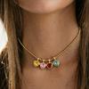 Twelve Zodiac Birthstone Pendant with Heart-Shaped Zircon - DIY Keychain Accessory