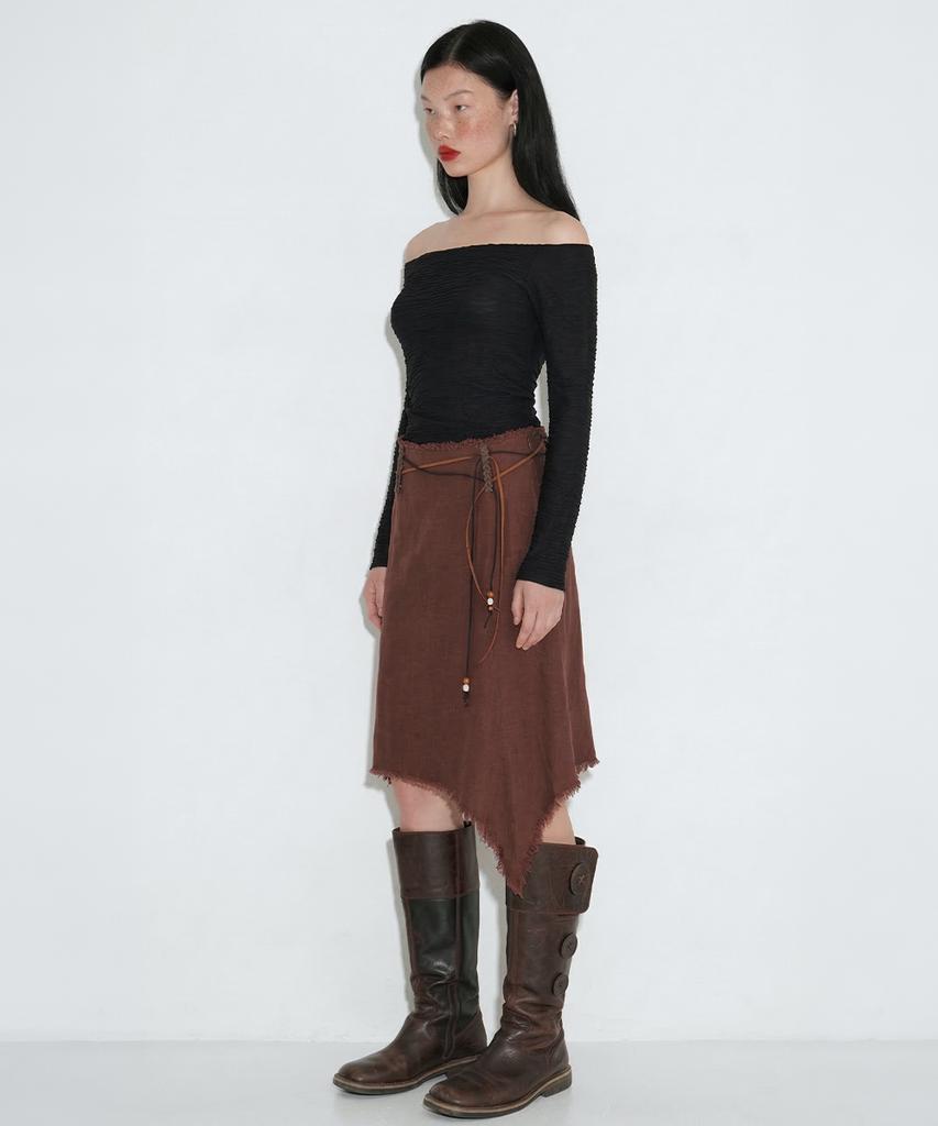 Cecese Bohemian Asymmetrical Cut Skirt Brown