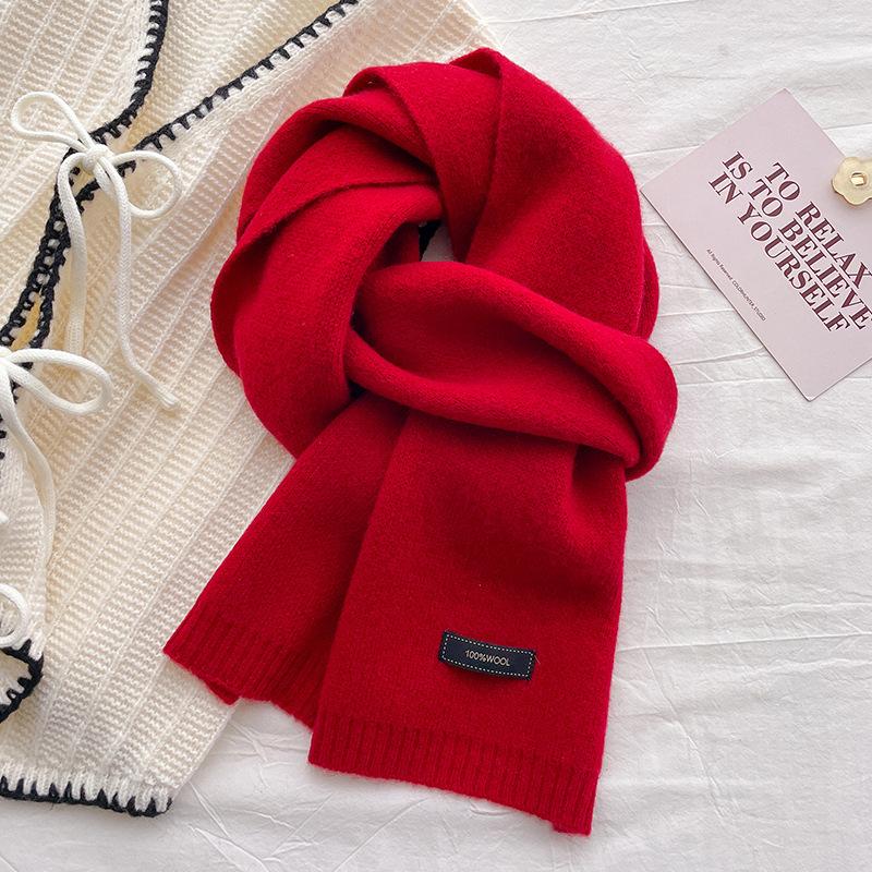 Winter High-end Pure Wool Knitted Scarf, Red Scarf, Gifts for Men and Women Couples, New Models