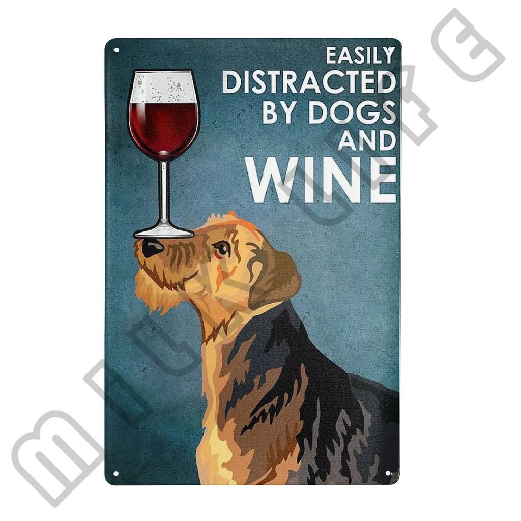 Airedale Terrier Kithchen Metal Tin Sign Funny Pets Signs Wall Decor Metal Poster Plaque for Bathroom Bar Office Cafe 12x8 Inch