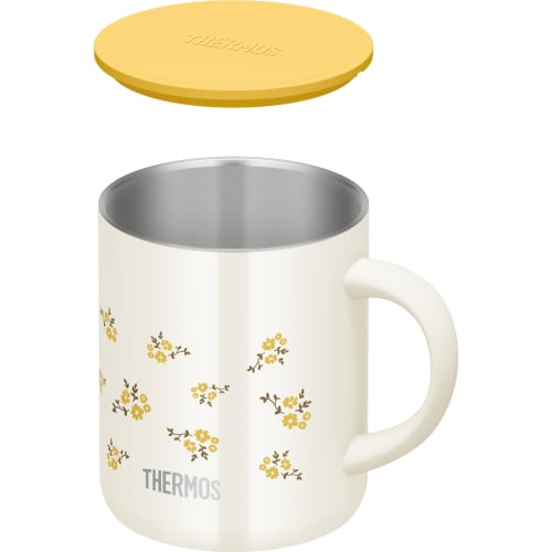 THERMOS Stainless Steel Vacuum Insulated Mug, 350ml, Yellow Flower, JDG-352LTD YF