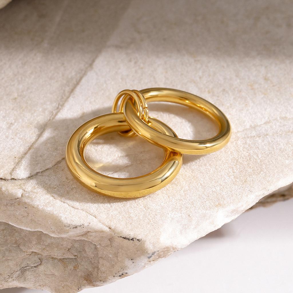Bague Empilable Fine Yori Plaqué Or 18 Carats Acier Inoxydable pour Femmes Hypoallergénique Imperméable Bijoux Fins