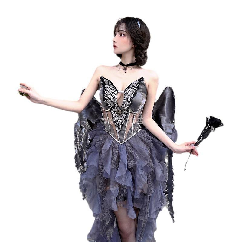 Halloween Adult Costume Nightclub Bar Horror Diablo Ghost Angel Devil Goth Devil Dress