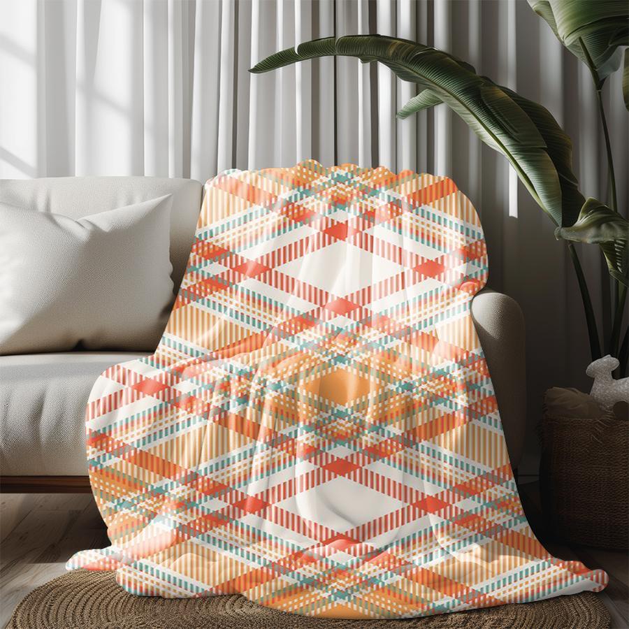 Colorful Plaid Blanket Microfiber Flannel Cover Blanket Bedroom Living Room Sofa Soft And Comfortable Home Decoration
