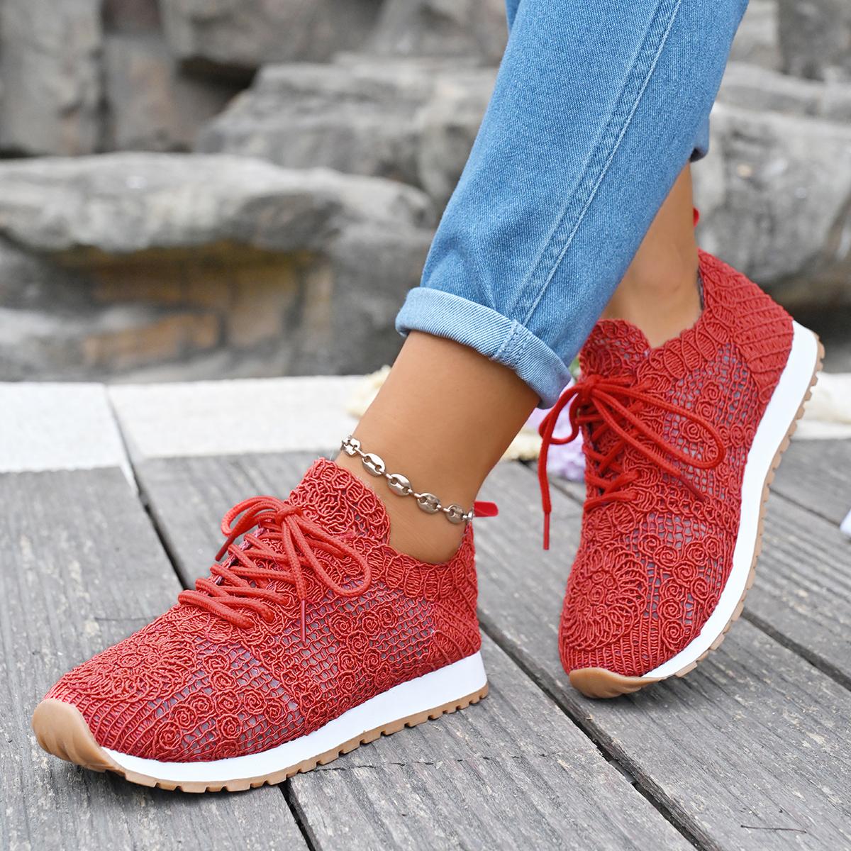 

Fashion Women s shoes, soft soles, not tired feet,summer sneakers platform shoes, flying weaving, breathable women s sneakers shoes 35 красный