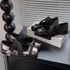 Punk Ballet~ Bow Mary Jane Shoes Women's Cross Strap Silver Soft Soled Comfortable Single Shoes Retro Small Leather Shoes