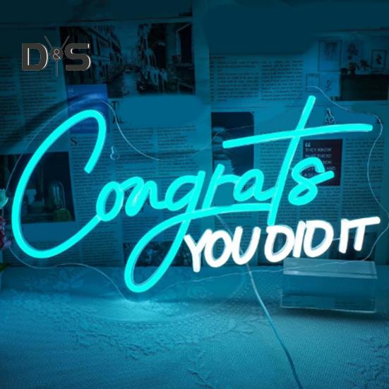 Sveikiname Absolventą LED Neoninis Ženklas Nemirksintis Ryškumas Reguliuojamas Maitinamas USB Sveikiname Baigimo Ženklas Naktinė Lempa