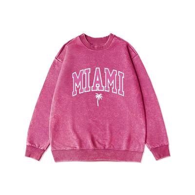Miami Beach Nadruk Kobieta Bluza z kapturem z efektem znoszenia Vintage Ciepła Prana Bluza Casual Cienki styl Odzież sportowa Damska