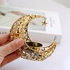Crystal Pillar Candle Holders Moon Shaped Metal Candle Holders Moon Candle Stand Decorative Candlestick Holders for Table