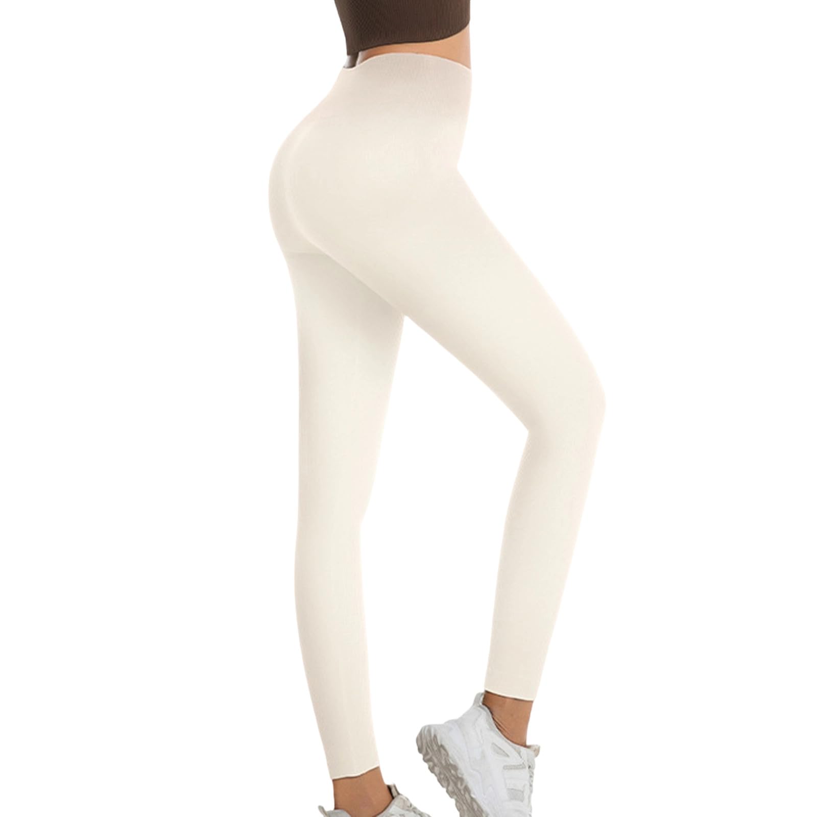 

High Waist Yoga Leggings for Women Seamless Tummy Control Workout Pants Lightweight Running Tights Stretchy Slim Fit Activewear S белый