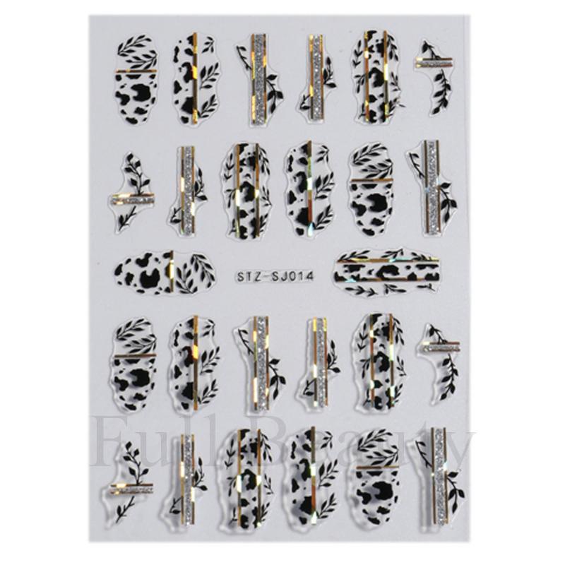 Cotton Flowers Transfer Decals 3D Nail Stickers Gold Leaf Nail Adhesive Sliders Nail Manicure Decorations