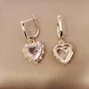 Lyxiga Hjärta Cubic Zirconia Hängande Örhängen för Kvinnor Nya Guld Färg Spänne Örhänge Mode Smycken Bröllopstillbehör