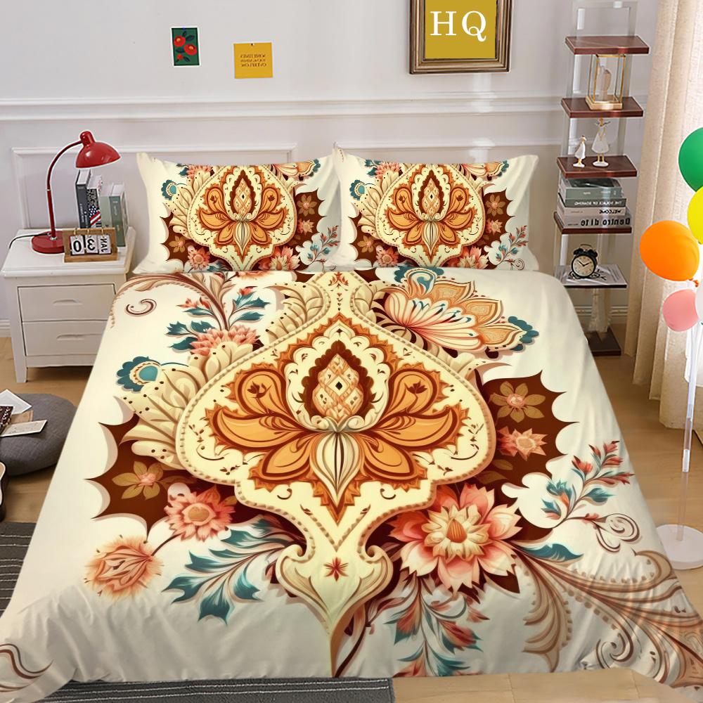 Set Biancheria da Letto Colorato Stampa Fiori 3D King Size Set Copripiumino Donna Set Letto in Poliestere Copri