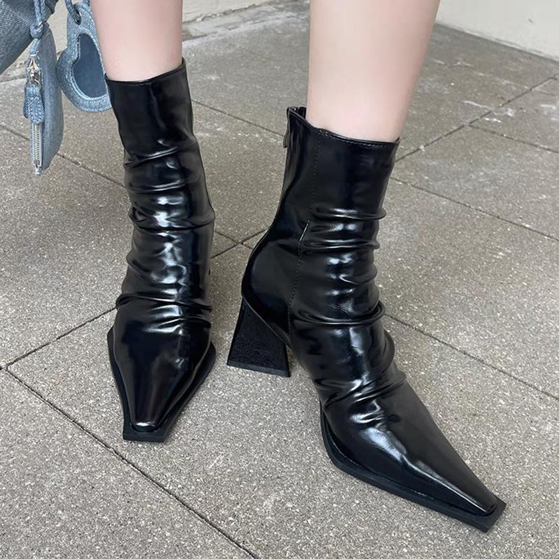 

Женские остроносые зимние ботильоны на высоком каблуке, сексуальная обувь, зимние новые ботинки челси, тренд, новые модные туфли-лодочки Botas De Mujer 40