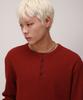 Dibellobeu Basic Henley Neck Waffle Long Sleeve_Burgundy