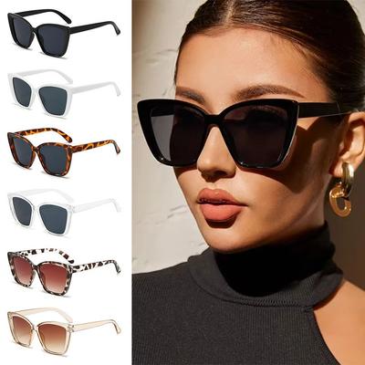 Óculos de Sol Gatinho Moda Street Shooting Adereços para Fotos Armação Quadrada Leopardo Óculos de Sol Proteção UV400 Óculos para Mulheres