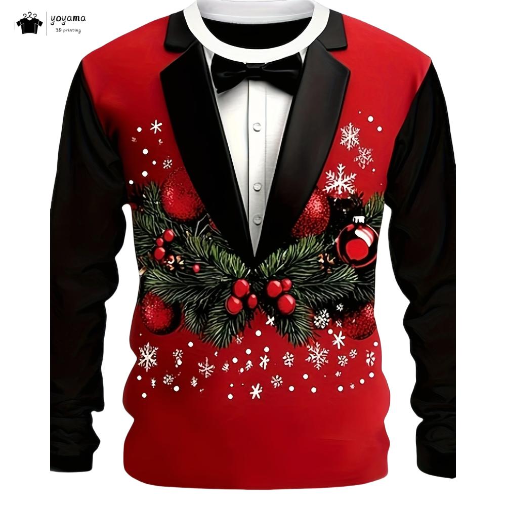 New Christmas Men's Long Sleeve Snowman Graphic T-Shirts Men Fall Fashion Oversize Man Clothes Trendy Hundred Y2k Men's Clothing