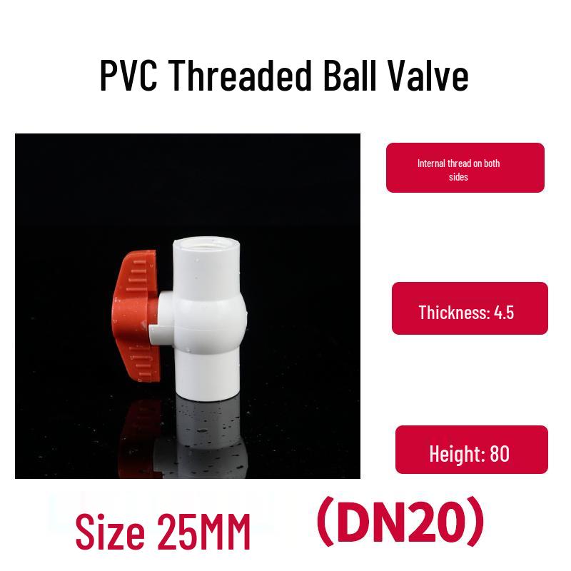 PVC Ball Valve with Threaded Inner Teeth for Water Supply (Sizes: 20, 25, 32, 40, 50, 63, 75, 90, 110)