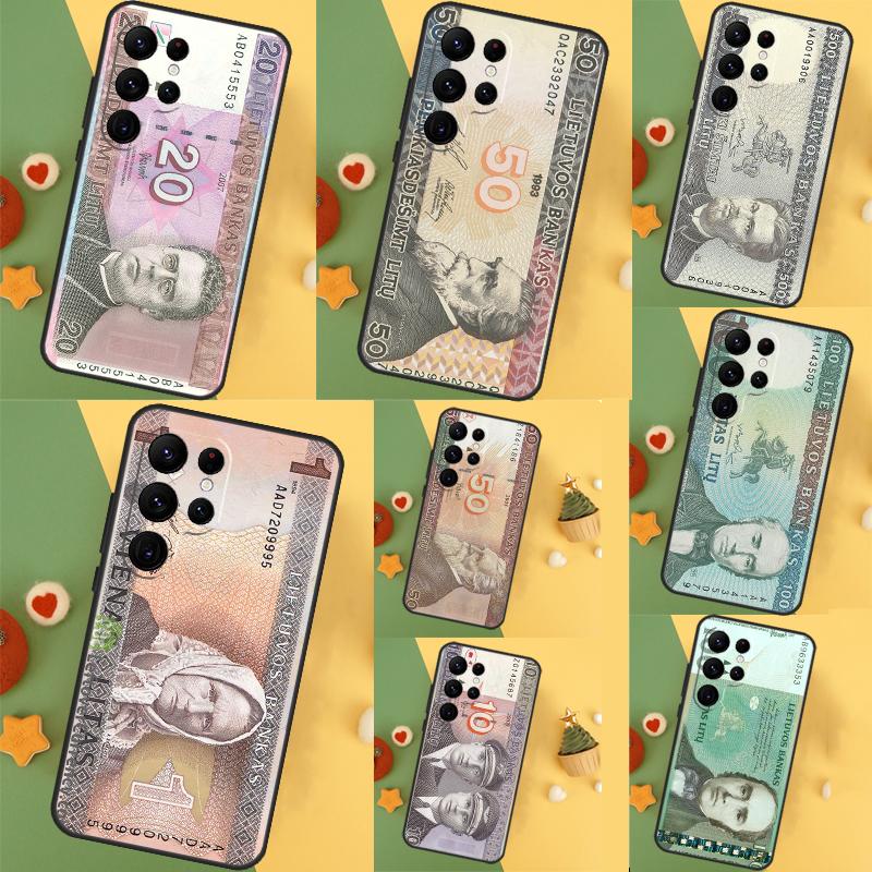 Lithuania Litas Money Funda For Samsung Galaxy S24 Ultra S23 S22 Plus S21 S20 FE S8 S9 S10 Note 10 20 Ultra Case