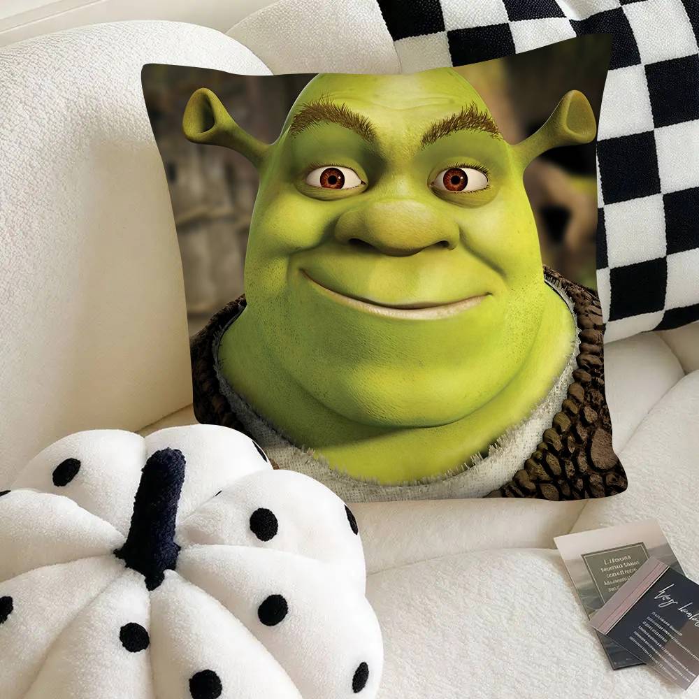 

Funny S-ShrekS Cartoon Pillow Case Fashion Square Pillowcase Bedroom Sofa Room Ins Decoration Leisure 24x24Inch