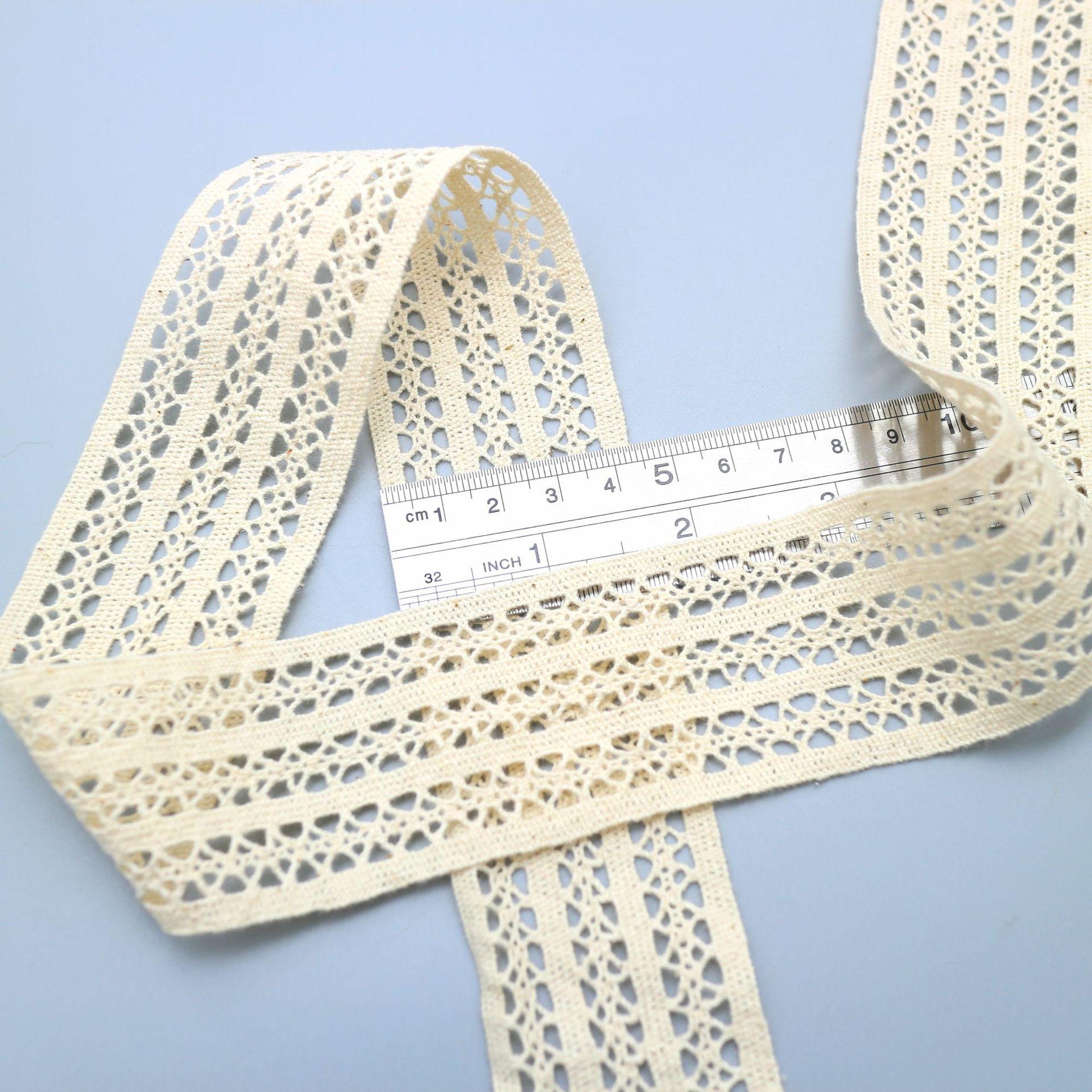 4.3Cm Bilateral Cotton Thread Lace Lace Three Rows Hollow Accessories Fine Cotton Thread Apricot Lace S0657