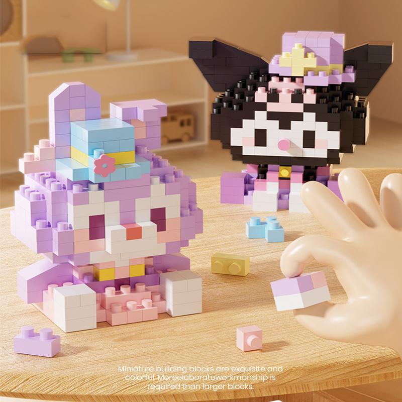 MINISO Sanrio Παιχνίδια Τουβλάκια Δόμησης Μικρο Διαμαντένια Τουβλάκια Disney Hello Kitty Kuromi Πάντα Μπλοκ Montessori Για Παιδιά Δώρα