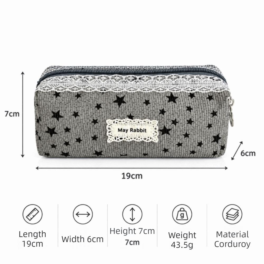 Star Print Pencil Case Corduroy Makeup Bag New Stationery Pouch Stationery Storage