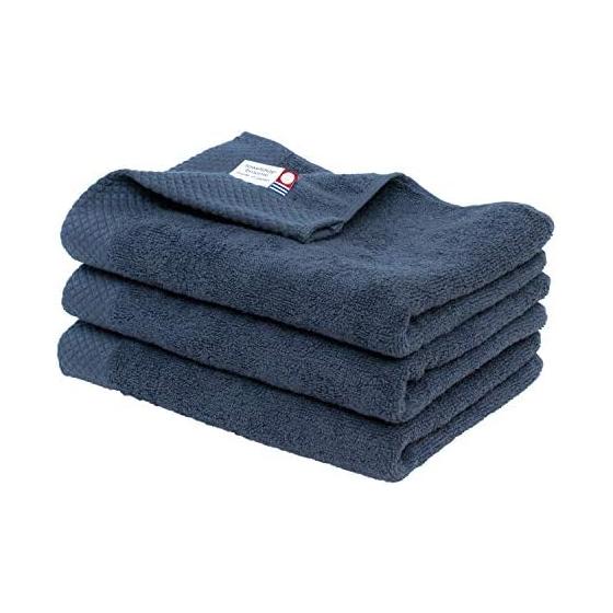 Bloom Imabari Towel Certified Face Towel Set of 3 Ciel Hotel Specifications Water Absorbent Quick Drying Room Drying 100% Cotton Made In Japan (Navy)