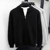 850g Men's Heavyweight Stand Collar Zipper Knit Sweater - Winter Warm Base Layer for Mid-Aged and Young Adults.