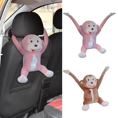 Zábavná krabička na papierové obrúsky, doplnok do auta, plyšová opička, dávkovač toaletného papiera, kreslená zásuvka, krabička na vreckovky do automobilu