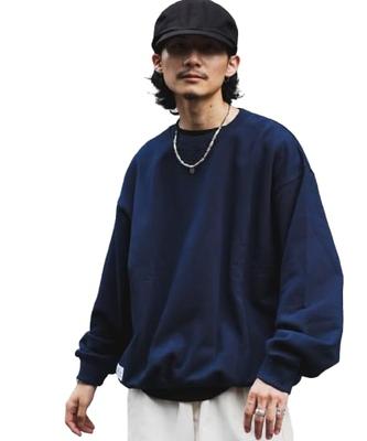 Schott WEB LIMITED BLANK CREW SWEAT, Męskie XL (120), Granatowy, 782-4932003
