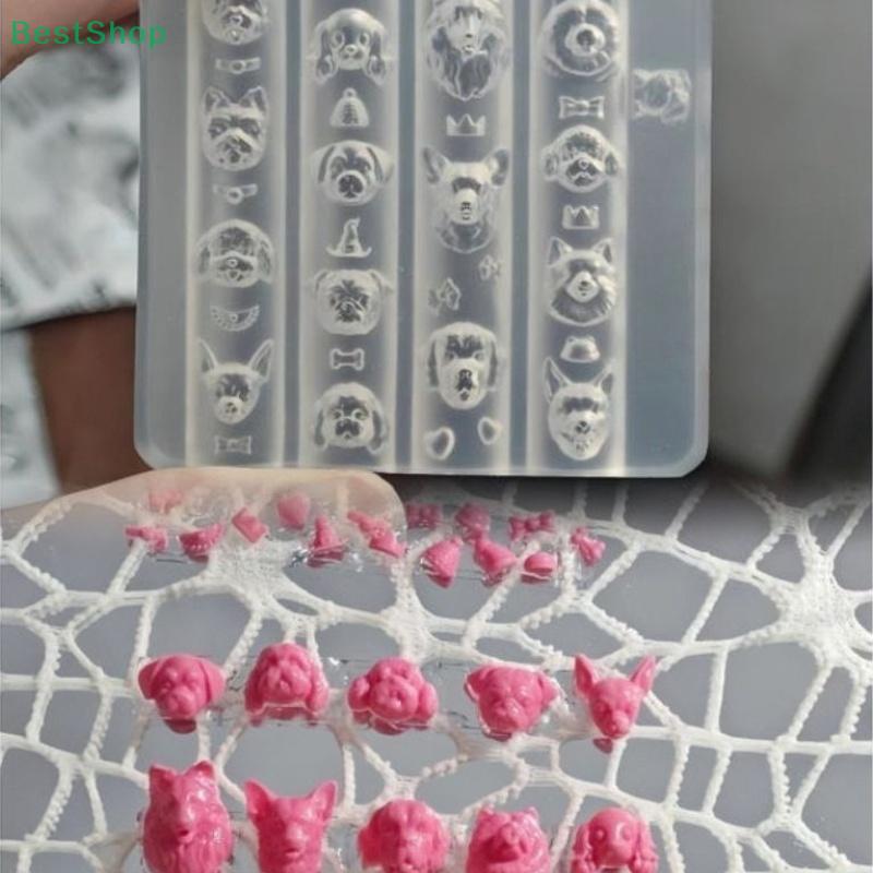 3D Silicone Nails Molds Relief Puppy Design DIY Nail Art Decor Transparent Manicure Template