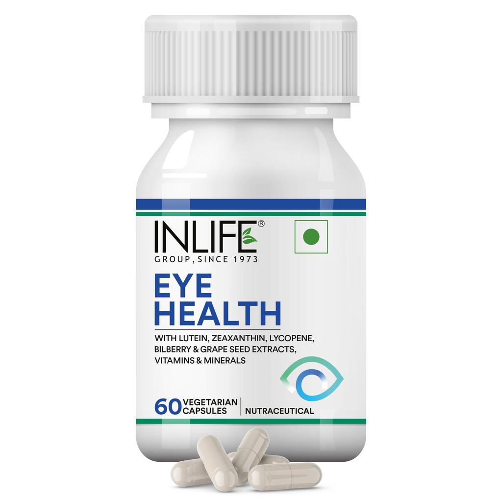 INLIFE Eye Health Supplement, Lutein Zeaxanthin & Bilberry, 60 Veg Caps