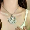 Chinese Mythology Nine Tailed Fox Enamel Pendant Necklace For Women Silver Tone Chain Trendy Exquisite Jewelry Gifts