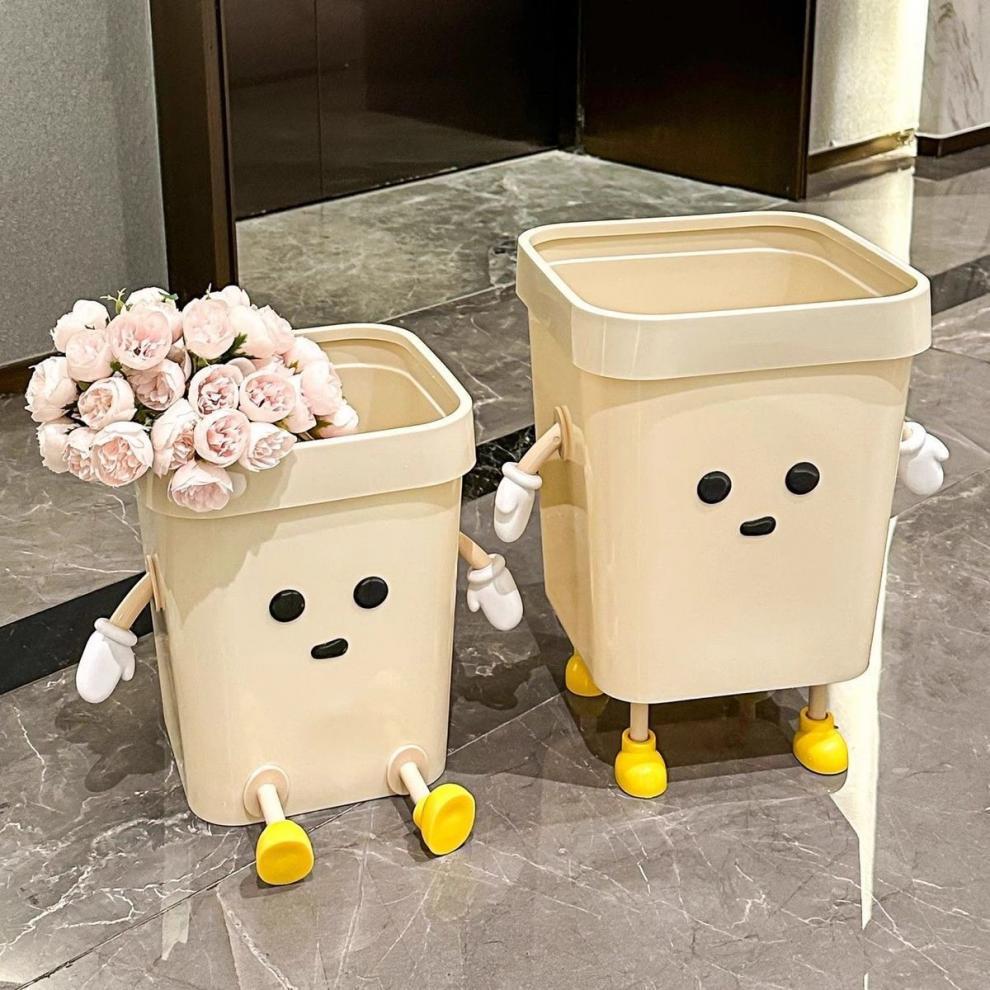 Creative & Cute Cartoon Trash Can - Large Capacity Wastepaper Basket for Kids' Bedroom or Bathroom