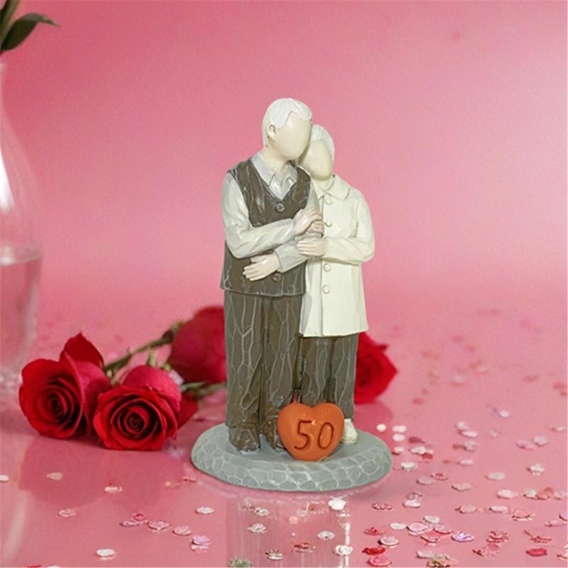 Sweet Loving Elderly Couple Figurine Sculpture for Romantics Home Decors and Wedding Anniversary Valentines Day Gift