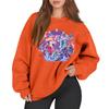 Women's Fashion Long Sleeve Print Round Neck Loose Pullover Sweater Top