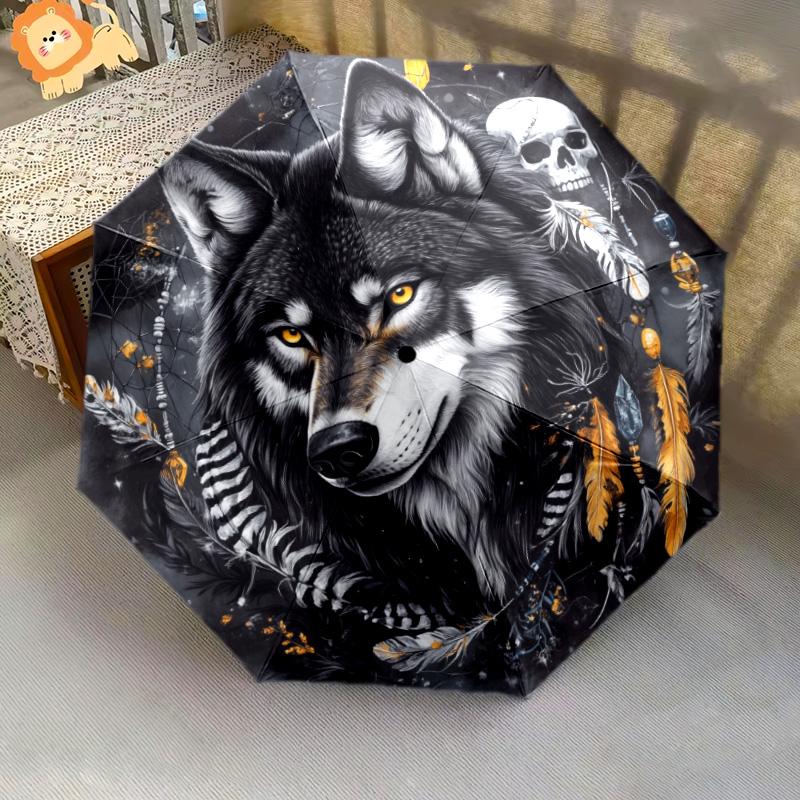 0106 Wzór łapacz snów pies, automatyczny parasol składany, przenośna i składana konstrukcja, 8 żeber, prezent na Boże Narodzenie lub urodziny.