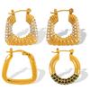 Light Luxury Personality Fashion Design High Sense Earrings Gold Plated Titanium Steel Geometric Zircon Inlaid Earrings