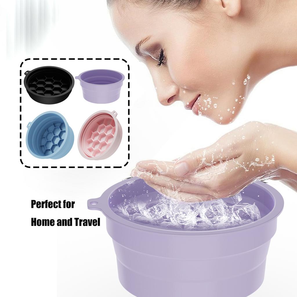 Bol pentru Baie de Gheață Facială pentru Scufundare Facială, Bol Pliabil cu Gheață pentru Față, Chiuvetă Facială pentru Spălarea Feței, Instrument pentru Îngrijirea Pielii Faciale pentru Acasă, Călătorie