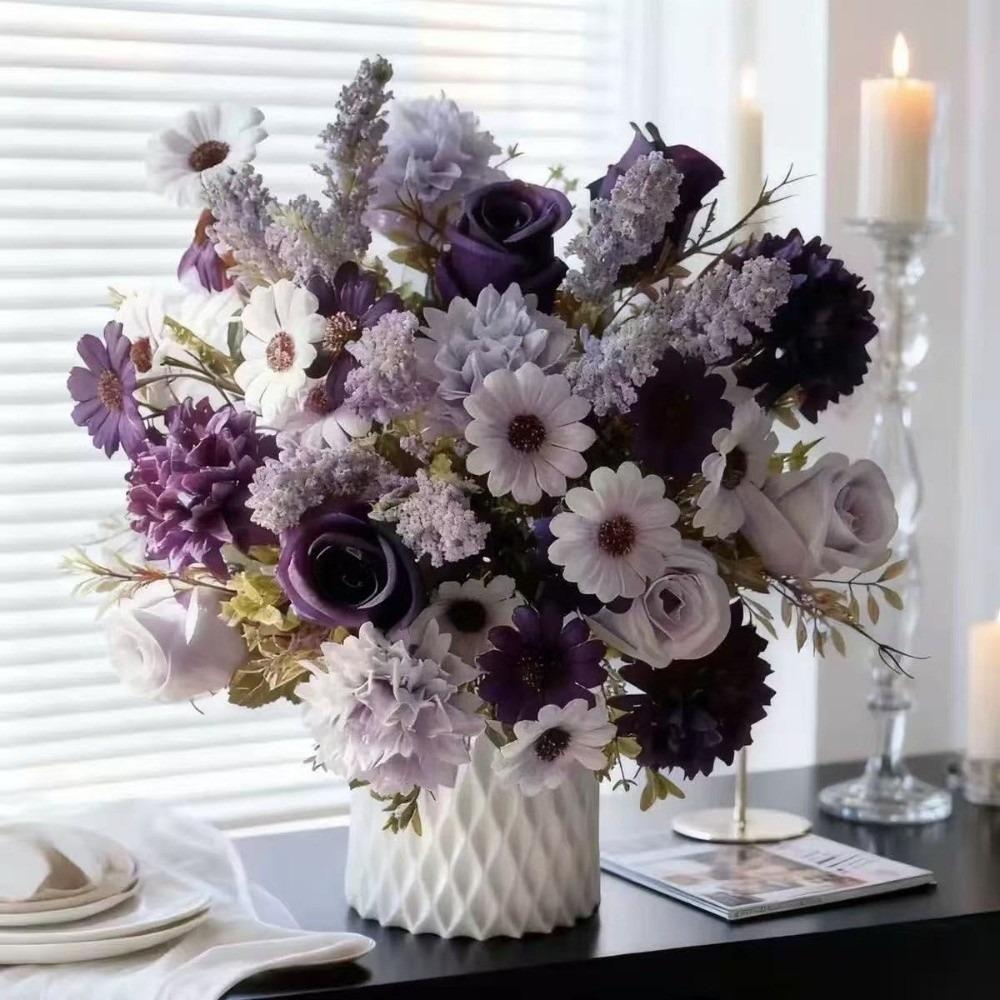 Handheld Flower Artificial Rose Real Touch Hydrangea Flower Simulation Flower  Wedding Decoration
