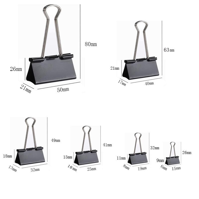 Black Swallowtail Clips - Available in Sizes: 15mm, 19mm, 25mm, 32mm, 41mm, 51mm, 60mm 15mm Black